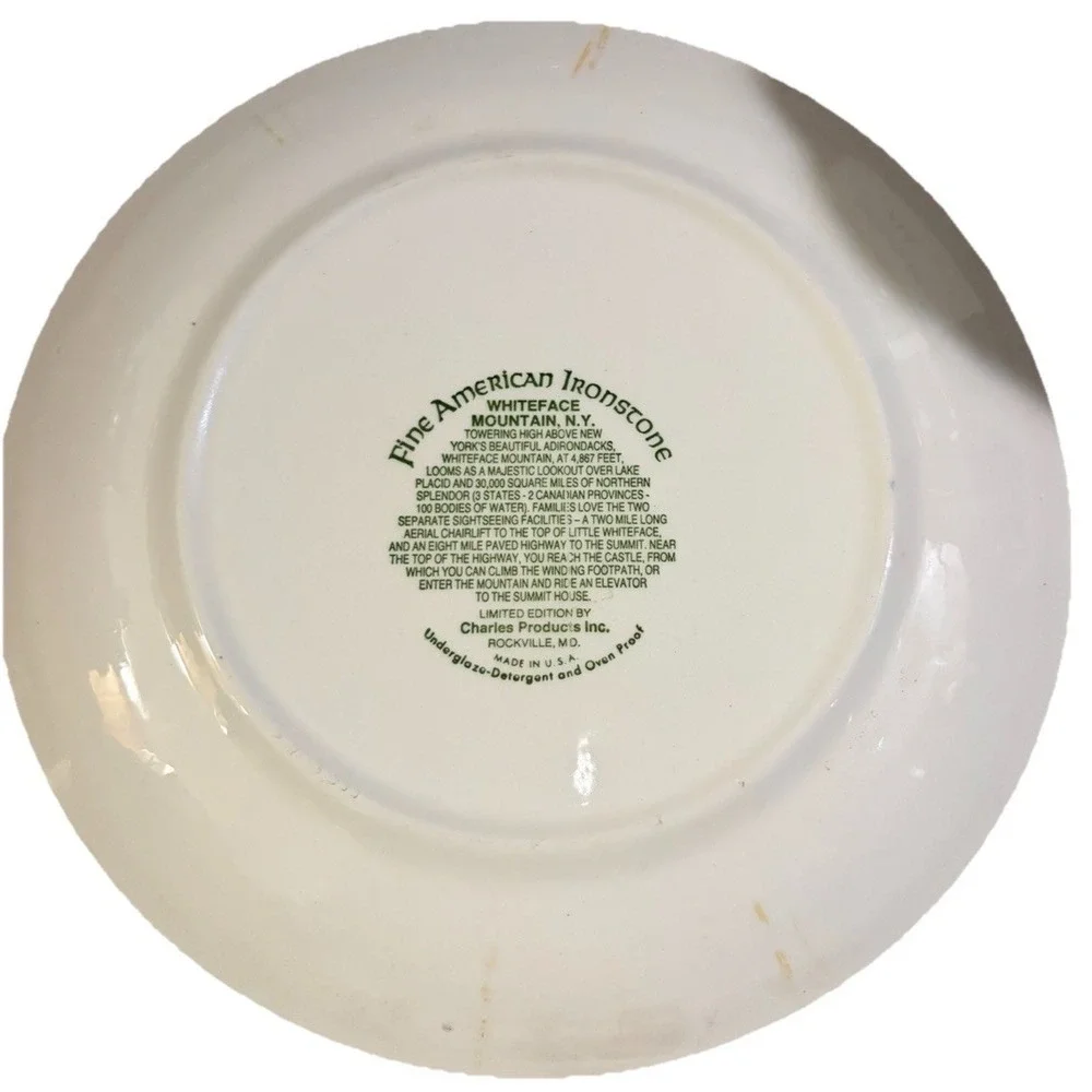 Whiteface Mountain‎ NY Collectors Plate Adirondacks Lake Placid Fine Ironstone